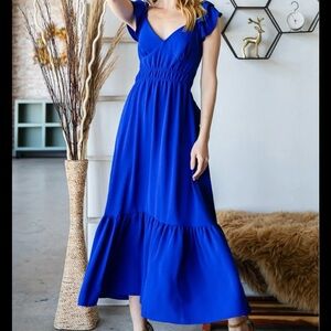 She + Sky Tie back floor length dress
